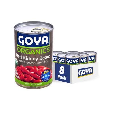 Goya Organic Red Kidney Beans, Low Sodium with Sea Salt, 15.5 Ounce (Pack of 8)