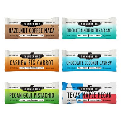 Thunderbird Real Food Bars - Gluten Free, Paleo, Vegan Snack Food Bar Variety Pack - 102 Ounce