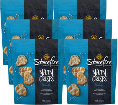 Stonefire Sea Salt Naan Crisps, 6 Ounce (Pack of 6)