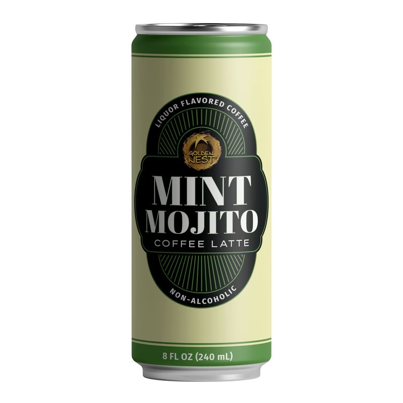 Golden Nest Liquor-Flavored Coffee Latte | Ready to Drink Liquor-Inspired Non-Alcoholic Creamy Beverage | All Natural No Preservatives | 8 Fl Oz Can (Mint Mojito, 8 Fl Oz (Pack of 6))