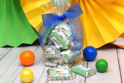 Water Wars Boy Birthday Mini Chocolate Candy Bar Sticker Wrappers for Kids, 45 1.4 x 2.6 Wrap Around Labels by AmandaCreation, Great for Party Favors