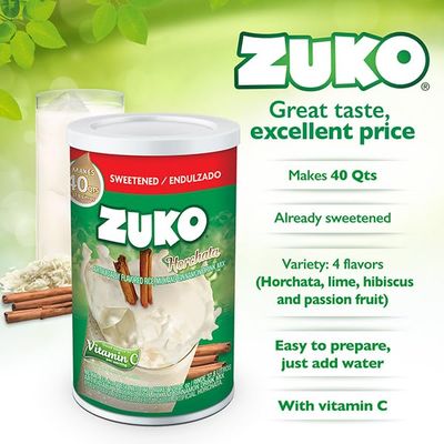 ZUKO HORCHATA Instant Powder Drink, Canister, No Sugar Needed, 33.4 Oz (Pack of 6)