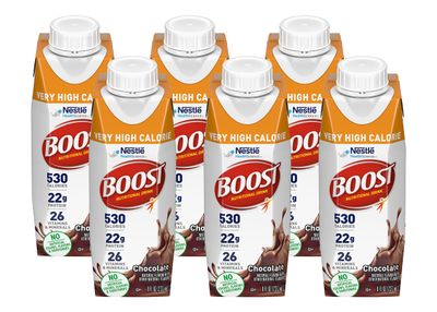 Boost Very High Calorie Nutritional Drink Very Vanilla, Made with Natural Chocolate Flavor &amp; No Artificial Flavors, Colors &amp; Sweeteners, 8 FL OZ (Pack of 6)