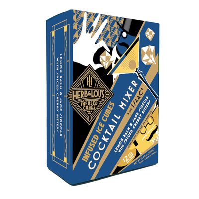 Herb &amp; Lou&#39;s Infused Cubes Cocktail Mixers - The Isaac, Simply Add Cognac or Amaretto, Lemon Balm &amp; Sage Sidecar with Spiced Cherry Bitters, Non-Alcoholic Infused Ice Cubes, Made in USA - 12-Cubes