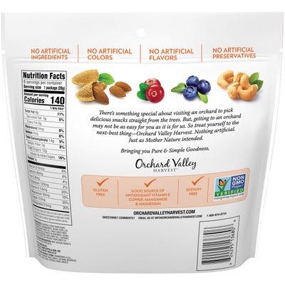 Orchard Valley Harvest Antioxidant Mix, 1 Ounce Bags (Pack of 8), Almonds, Cranberries, Blueberries, Cashews, and Pepitas, Non-GMO, No Artificial Ingredients