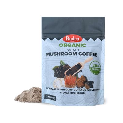 Rudca Food Organic Instant Mushroom Coffee Lion&#39;s Mane Mushroom, Cordyceps Mushroom, Chaga Mushroom Blend - 7 oz (Pack of 1)