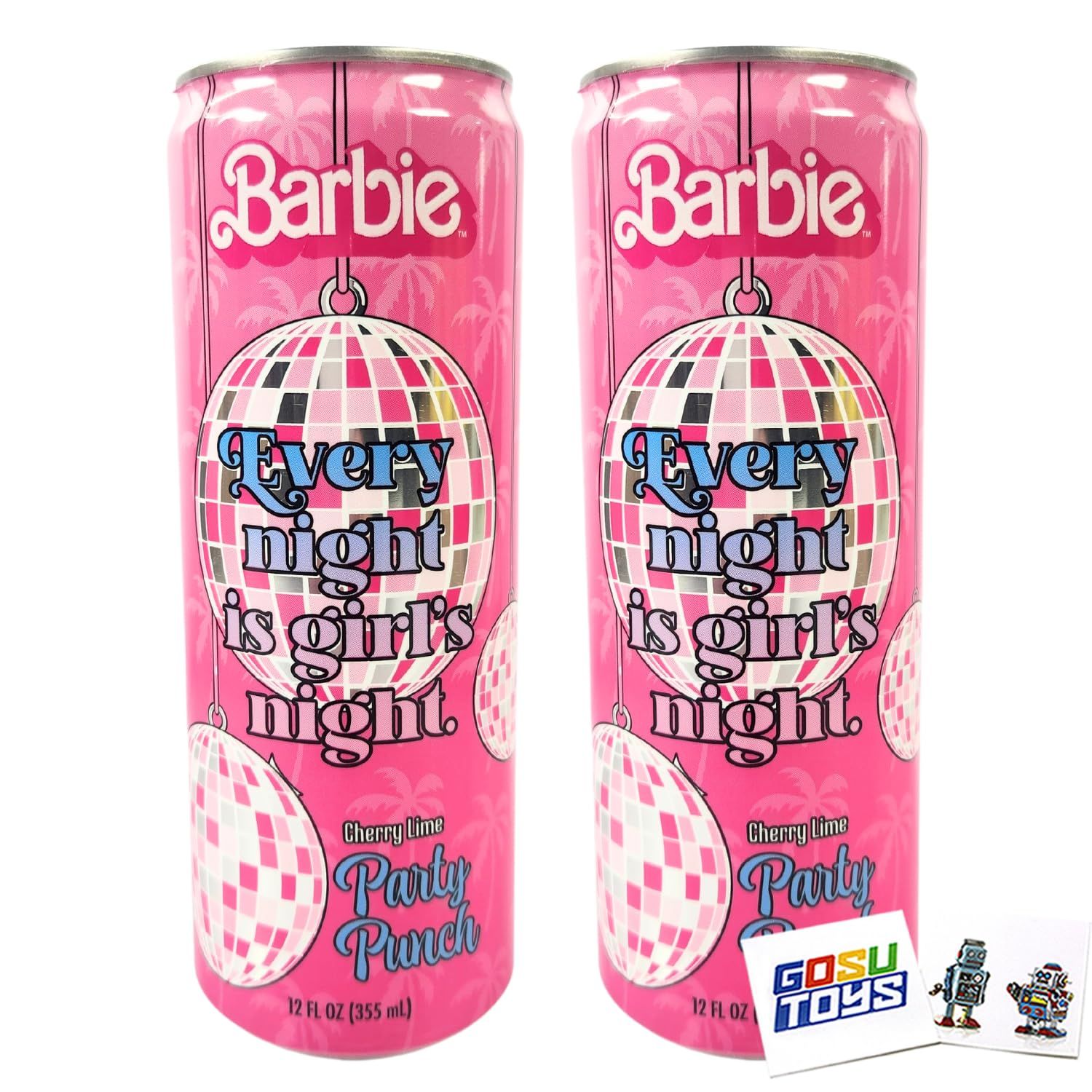 Barbie Every Night is Girls Night Cherry Lime Party Punch (2 Pack) with 2 Gosutoys Stickers