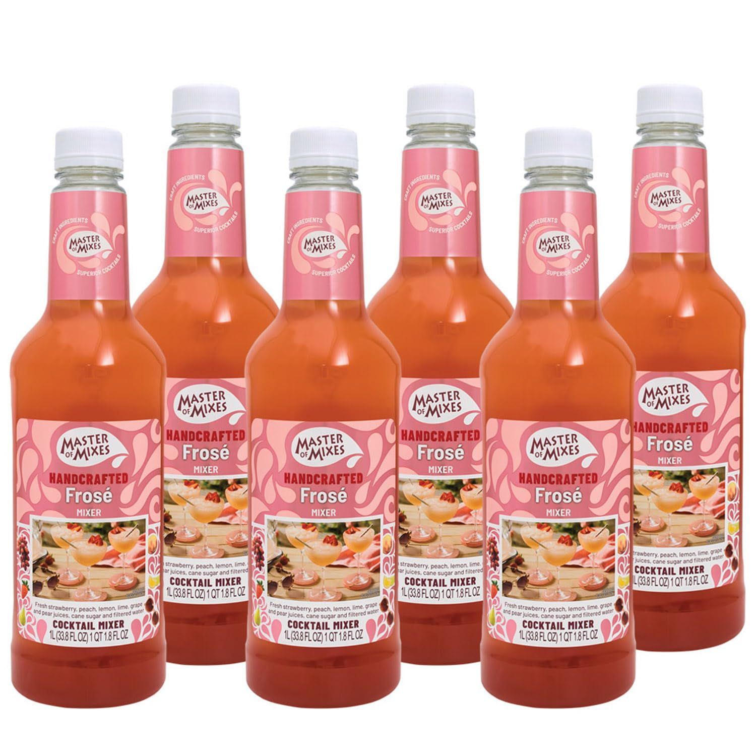 Master of Mixes Fros Drink Mix, Ready to Use, 1 Liter Bottle (33.8 Fl Oz), Pack of 6 in Ecommerce Protective Packaging