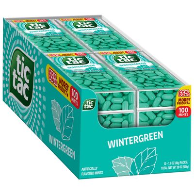 Tic Tac Wintergreen Breath Mints, 12 Count, On-the-Go Refreshment, Stocking Stuffers, 1.7 oz Each