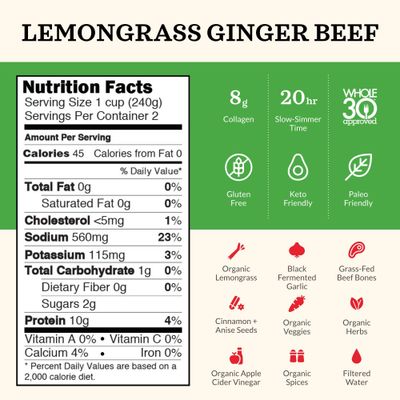 KETTLE &amp; FIRE Lemongrass Ginger Beef Bone Broth, 16.9 OZ