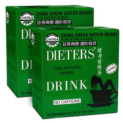 China Green Dieters Tea Detox Tea with Senna Laxative, Constipation Relief for Adults, Supports A Healthy Weight, Caffeine-Free Herbal Tea Bags, 30 Count (Pack of 2)