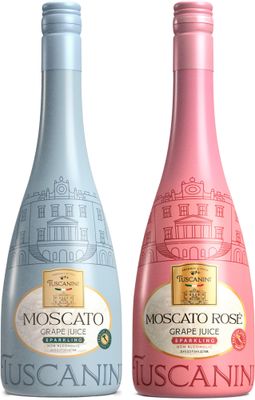 Tuscanini Italian Sparkling Grape Juice Gift Set, 25.3oz | Moscato &amp; Rose Sparkling Grape Juice | Non Alcoholic Sparkling Juice | Imported from Italy | Kosher