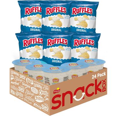 Frito Lay Ruffles Chips and Lay&#39;s Ranch Dip Cups Variety Pack, (Pack of 24)