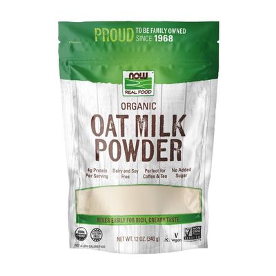 NOW Foods, Organic Oat Milk Powder, Dairy and Soy Free, No Sugar Added, Vegan, NGMO, Gluten Free, 12 Ounce