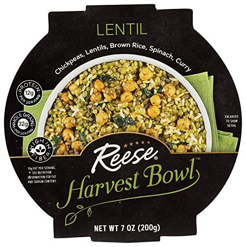 Reese Lentil Harvest Bowl | Chickpeas, Brown Rice, Spinach | High in Fiber &amp; Protein (Pack of 8)