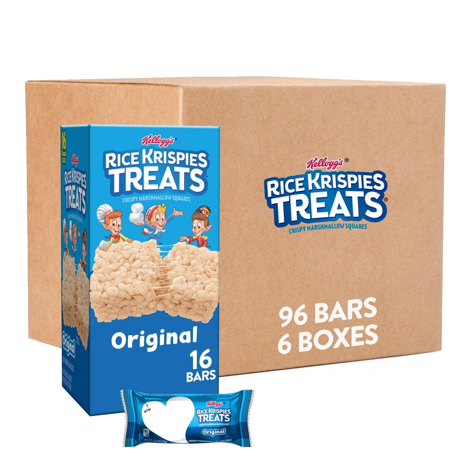 Kellogg's Rice Krispies Treats, Crispy Marshmallow Squares, Original, 12.4oz (6 Count)