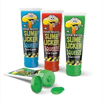 Couger&#39;s | Toxic Waste Slyme Licker Sour Squeeze Candy, (3-Pack) (Green Apple, Blue Razz, &amp; Cherry)