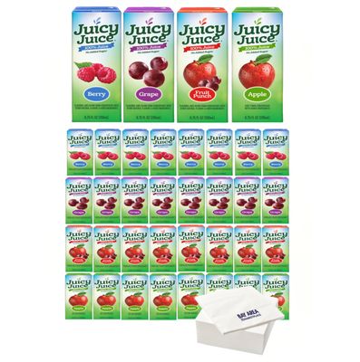 BAY AREA MARKETPLACE Juicy Juice Variety, 32 ct - 6.75oz Juice Boxes, 8 of Each Flavor - with Bay Area Marketplace Napkins