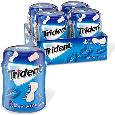 Trident Unwrapped Original Flavor Sugar Free Gum, 4 Bottles of 50 Pieces (200 Total Pieces)