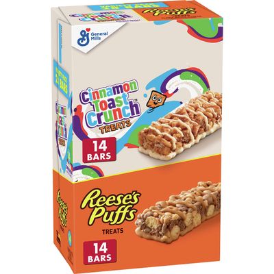 Reese&#39;s Puffs Cinnamon Toast Crunch Cereal Treat Bars Variety Pack, 28 ct