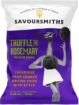 SAVOURSMITHS Hand Cooked Potato Chips, Truffle &amp; Rosemary, 5.29 Ounce , Gluten Free, Vegan, Non Gmo, All Natural, 4 Count