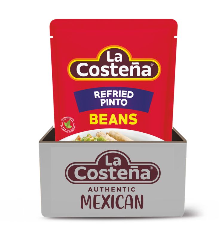 La Costea Refried Pinto Beans, 15.16 Oz Microwaveable Pouch (Pack of 8)