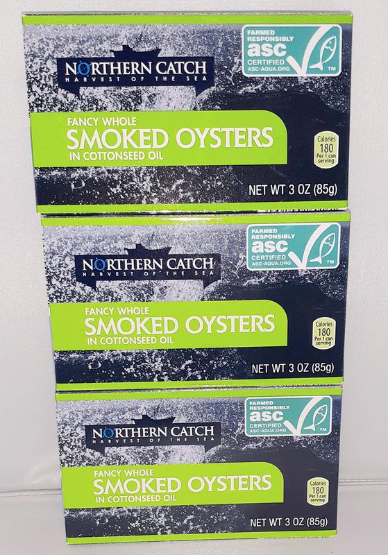 SMOKED OYSTERS IN COTTONSEED OIL, 3 Ounce (Pack of 3)