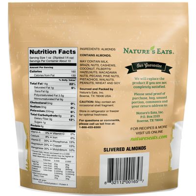 Nature's Eats Blanched Slivered Almonds, Natural, 10 Ounce