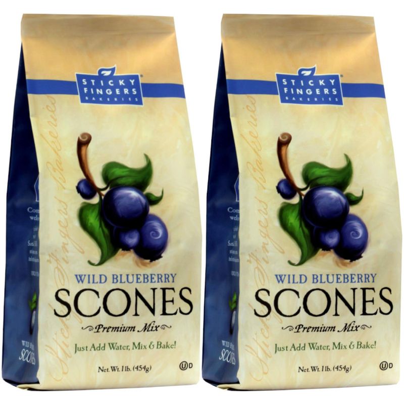 English Scone Mix, Wild Blueberry by Sticky Fingers Bakeries - Easy to Make English Scones Fresh Baked, Makes 12 Scones (2pk)