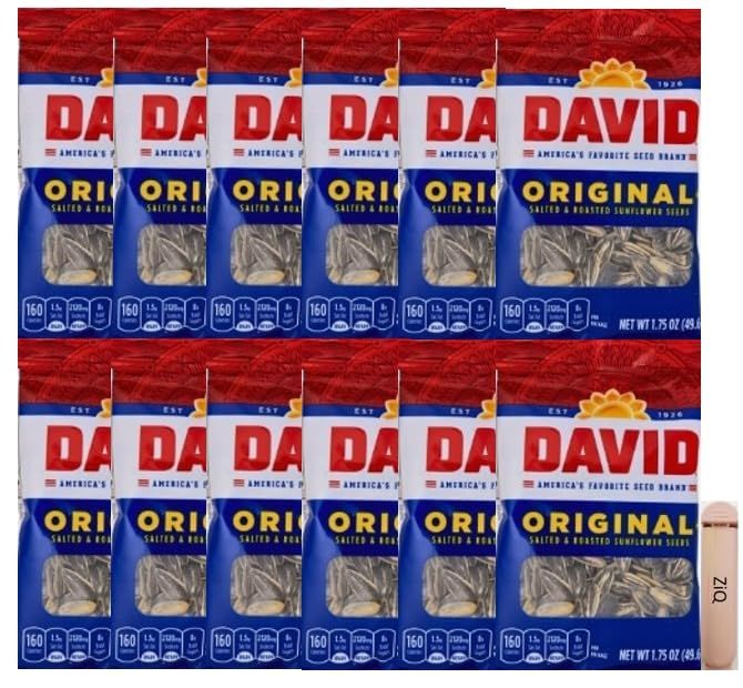 David Seeds Original Sunflower Seeds, 1.75-ounce Bags(Pack of 12)/ ZiQ clip 1pc