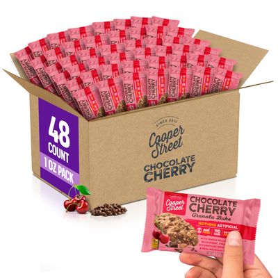 Cooper Street Granola Cookie Bake - Chewy Granola Bars with Chia, Flax, Buckwheat and Oats in Delicious Chocolate Cherry Flavor | Individually Wrapped Healthy Breakfast Bars | 1 oz | 48 Pack