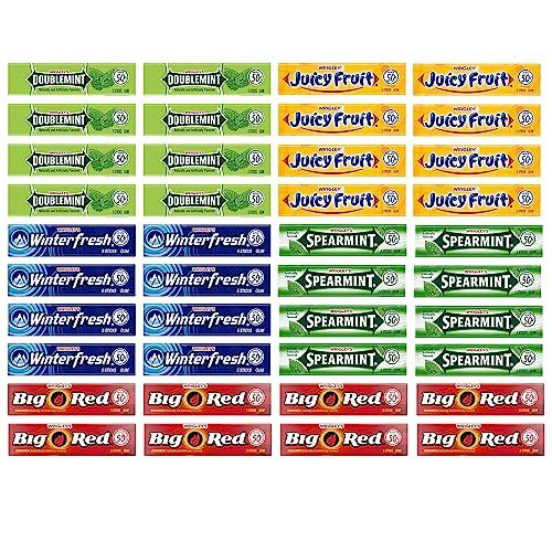 Wrigley&#39;s Chewing Gum Assortment 40 Packs - 8 packs of Each (5 Flavors) Doublemint, Spearmint, Juicy Fruit, Big Red, Winterfresh Bulk Gum