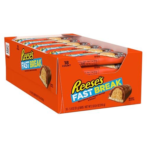 REESE&#39;S FAST BREAK Peanut Butter Nougat Candy Bars, 1.8 oz (Pack of 18)