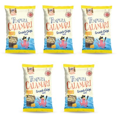 Swashbuckle Snacks Crispy Tempura Calamari Snack Chips Cheese Flavor 0.95oz (27g) - 5 pack, Made in Japan, Otsumami