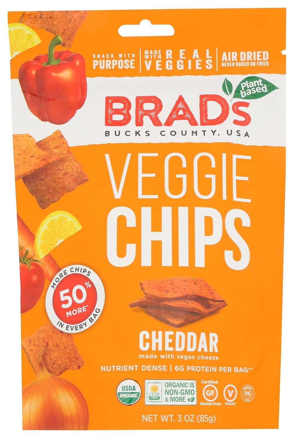 3oz Cheddar Flavor - Famous Brads Raw Chips - Vegan, Gluten Free, Natural, Healthy Snack