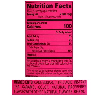 4C Powdered Drink Mix Cannisters, Raspberry Tea 3 Pack, 28 Quarts, Family Sized Cannister, Thirst Quenching &amp; Refreshing Flavors