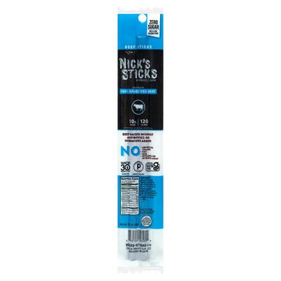 Nick's Sticks 100% Grass-Fed Beef Snack Sticks | Made in the USA | Gluten Free | Paleo, Keto, Whole30 Approved | No Soy, Antibiotics or Hormones (12 - 1.7oz. Packages of 2 Sticks)