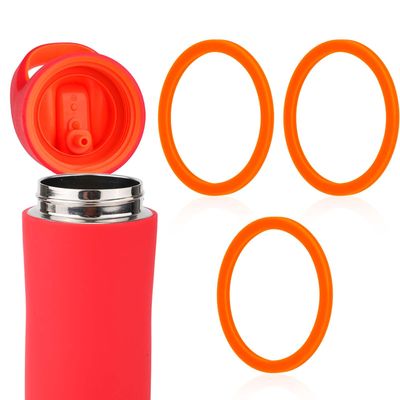 3pcs Replacement Gasket for Gatorade Kids&#39; Rookie Metal Water Bottle 12oz, Silicone BPA Free Water Bottle Replacement Gasket Compatible with Gatorade Lid Seal Water Bottle Accessories (Orange)