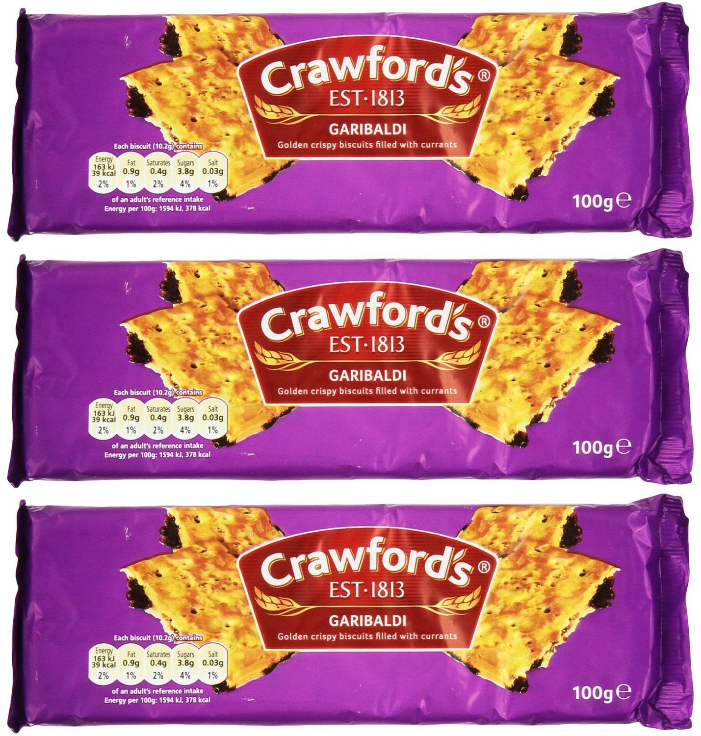 Crawford&#39;s Garibaldi Biscuits 100g 3.53 Ounce (Pack of 3)