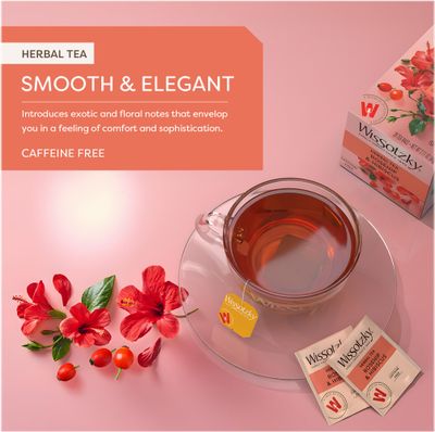 Wissotzky Rosehip &amp; Hibiscus Herbal Tea, 20 Tea Bags | Exotic Blend | Caffeine Free Tea | Immune Boost