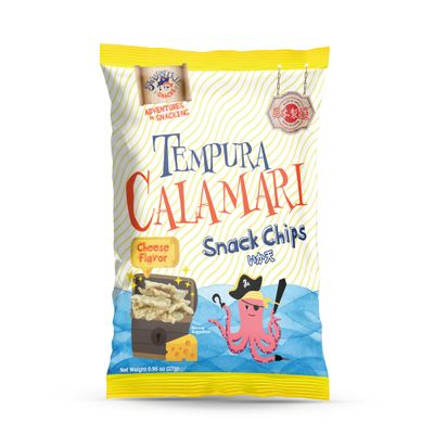 Swashbuckle Snacks Crispy Tempura Calamari Snack Chips Cheese Flavor 0.95oz (27g) - 5 pack, Made in Japan, Otsumami