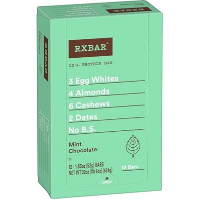 RXBAR Protein Bars, Protein Snack, Snack Bars, Mint Chocolate, 22oz Box (12 Bars)