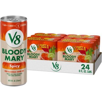 V8 Bloody Mary Spicy Mix, 8 fl oz (4 Cases of 6 Cans)