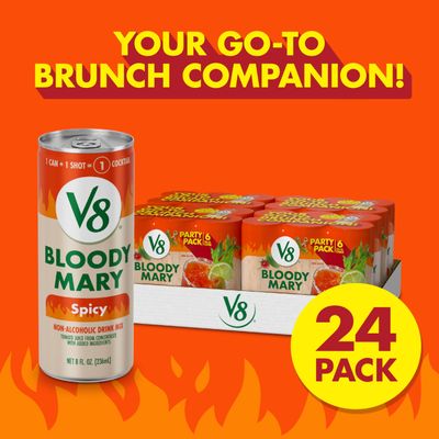 V8 Bloody Mary Spicy Mix, 8 fl oz (4 Cases of 6 Cans)
