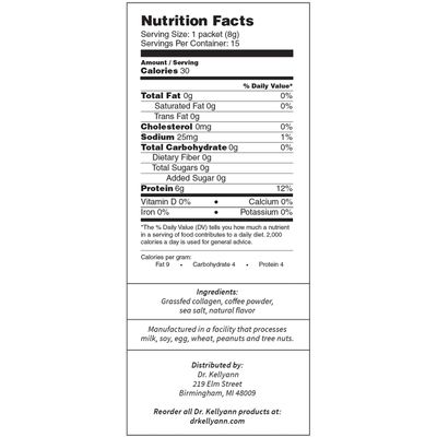 Dr. Kellyann Grass-Fed Collagen Instant Coffee (15 Packets) - Keto &amp; Paleo Friendly - Sugar free, Dairy free, Grain Free - Brazilian Collagen Coffee-to-Go