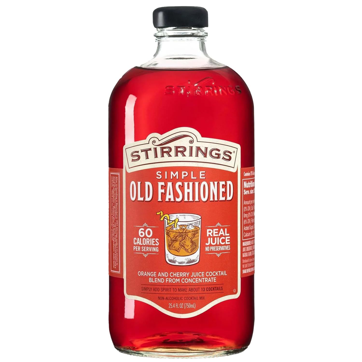 Stirrings Pack Old Fashioned Cocktail Mix 750ml Bottles - Real Juice No Preservatives - 90 Calories - Drink Mixer