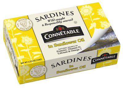 Sardines | Connetable | Sardines in Sunflower Oil | 4.375 Ounce | Pack of 12