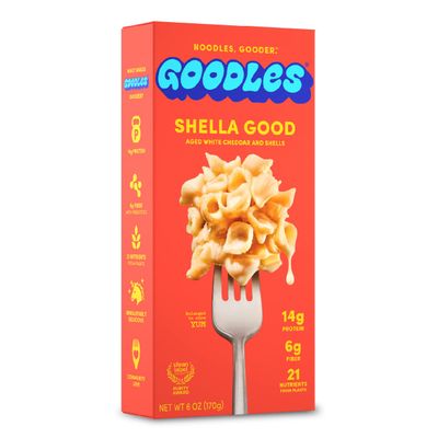 Goodles Shella Good Aged White Cheddar and Shells Pasta - Nutrient Packed with Real Cheese, Fiber, Protein, Prebiotics, Plants, &amp; Vegetables | Non-GMO, Organic Ingredients [Shella Good, 6 oz. 1 Pack]