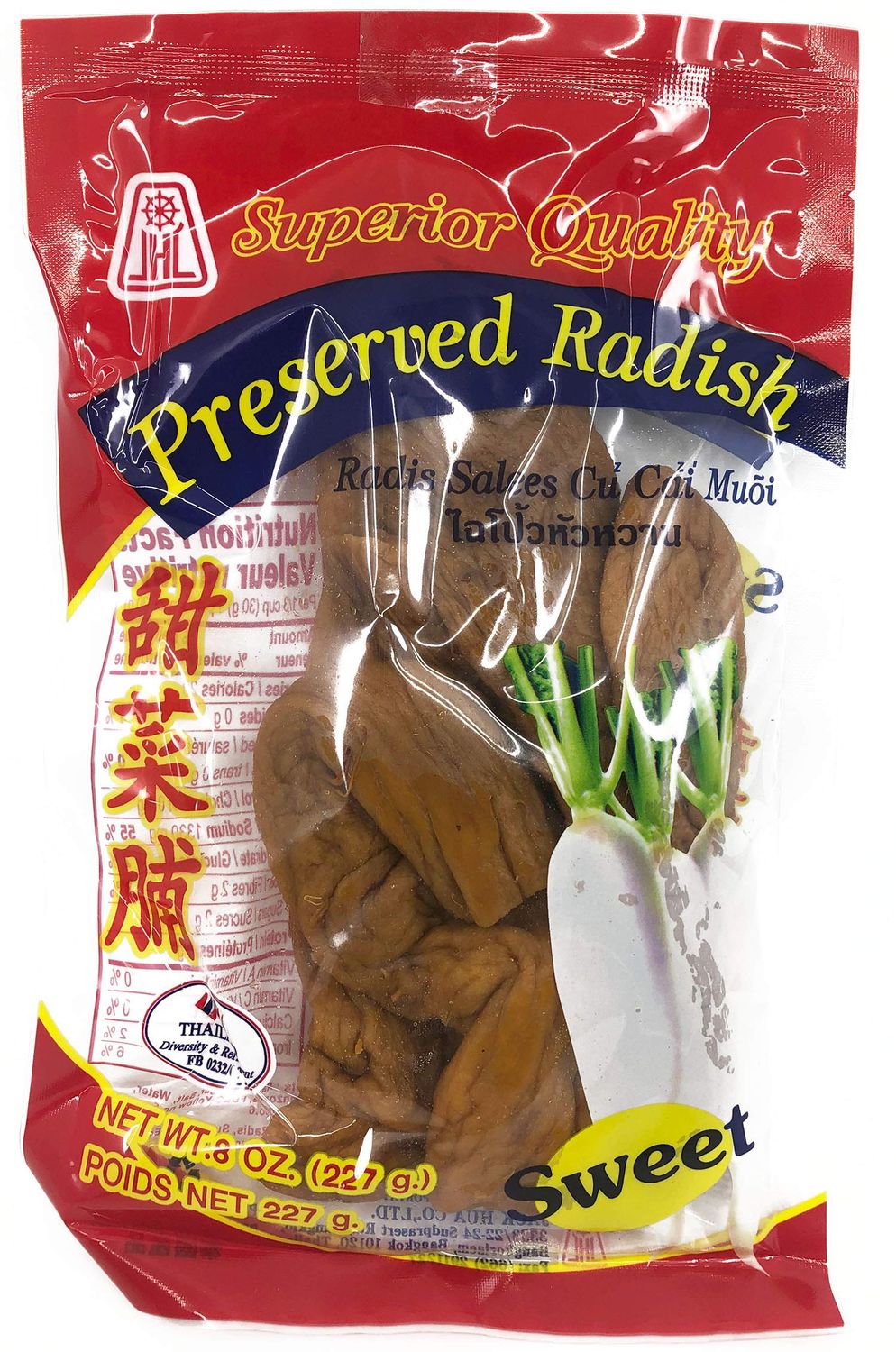 JHC Whole Preserved Radish Sweet 8Oz Product of Thailand