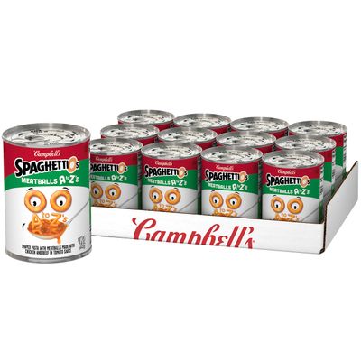 SpaghettiOs A to Z&#39;s Canned Pasta with Meatballs, 15.6 oz Can (Pack of 12)